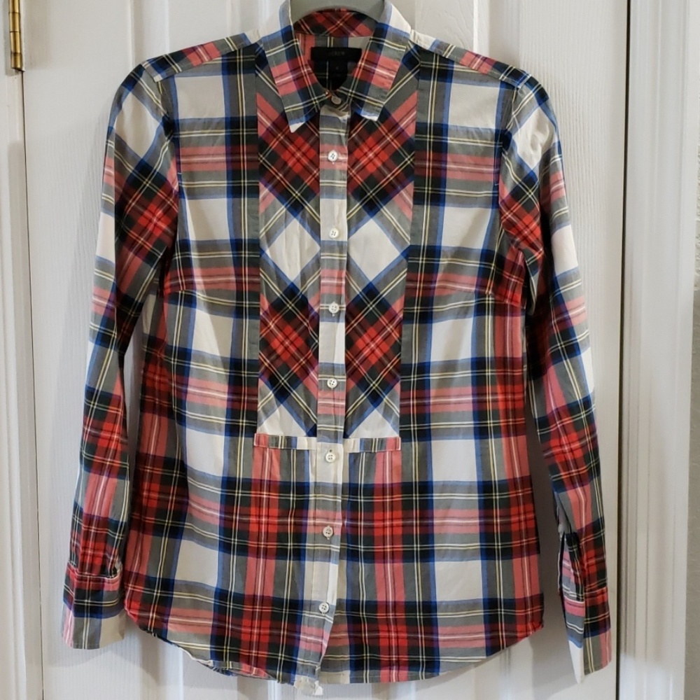 J. Crew Perfect Shirt Button-Down Tartain Plaid